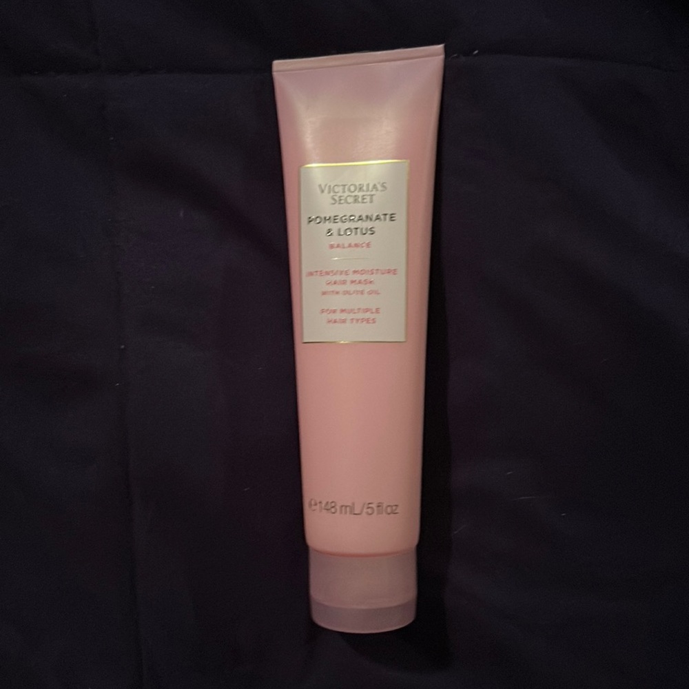 New, Victoria’s Secret pomegranate and lotus intense moisture hair mask.